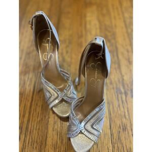 Jessica Simpson Shoes Womens Size 8 Gold Platform Ankle Strap Sandals Heels